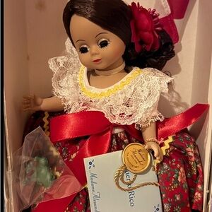 Madame Alexander Doll in Floral Red and White Ensemble